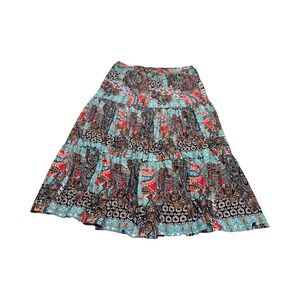 Catherines Est 1946 Paisley Tiered Midi Skirt Plus Size 18/20W Boho Patchwork